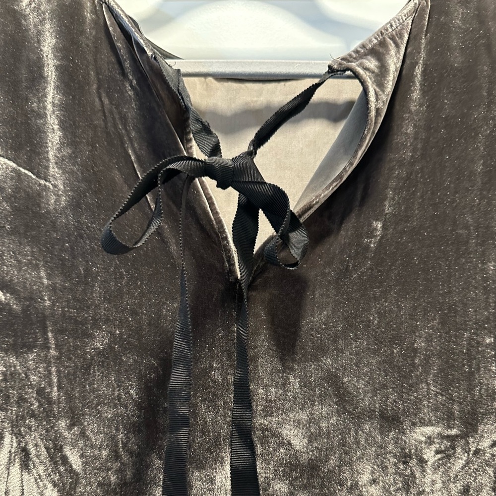Madewell Gray Velvet Tie Neck Tunic/Dress - Picture 5 of 15